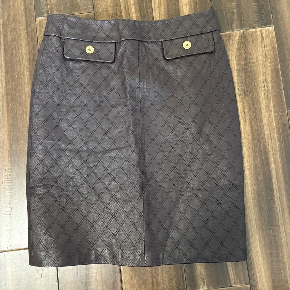 Chadwicks 2P Leather Pencil Skirt Brown KneeLength Fall Preppy Y2K Business
